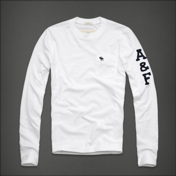 Abercrombie Fitch Hombres De Cuello Redondo Largo Remera AF5890